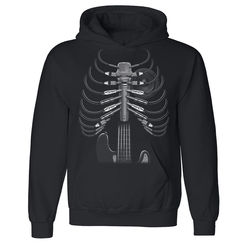 Zexpa Apparelâ„¢ Guitar Rib Cage Unisex Hoodie Cool Music Halloween Costume Hooded Sweatshirt