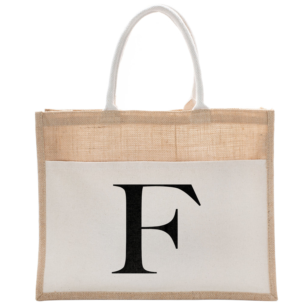 Daily Use Canvas Tote Bag With Initial For Beach Workout Yoga Vacation Gym | Luxury Totes Gift for Christmas Events and Parties