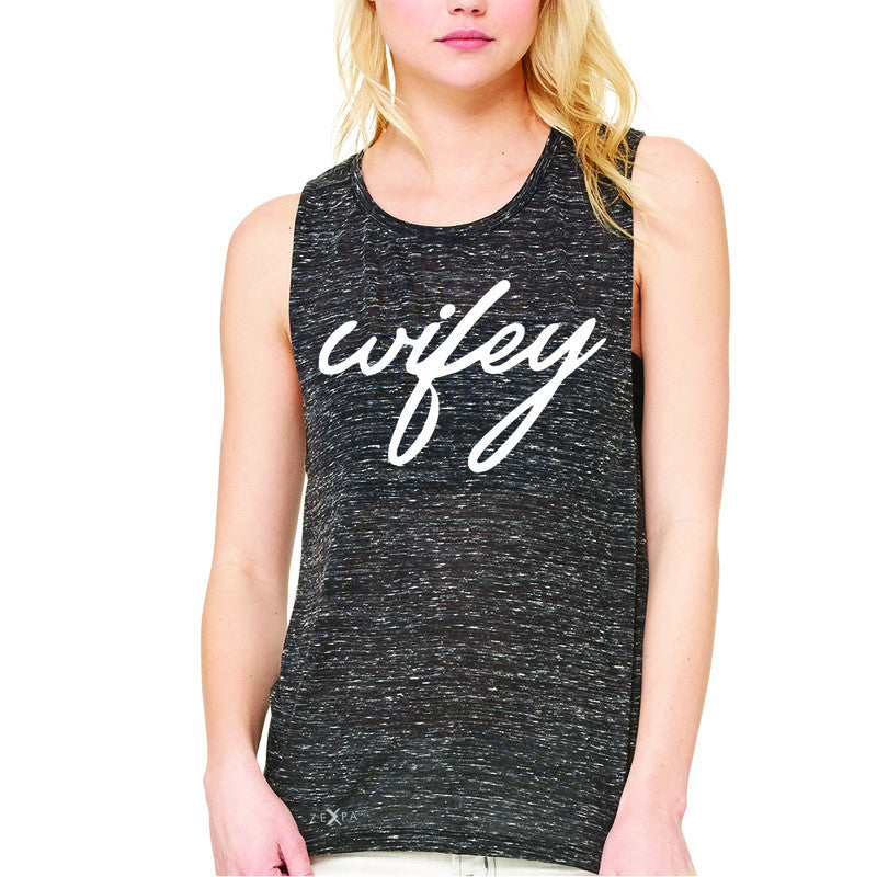 Wifey - Wife Women's Muscle Tee Couple Matching Valentines Sleeveless - Zexpa Apparel - 3