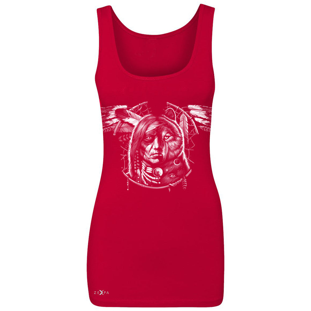 Wolf Dream Spirit Women's Tank Top Native American Dream Catcher Sleeveless - Zexpa Apparel - 3