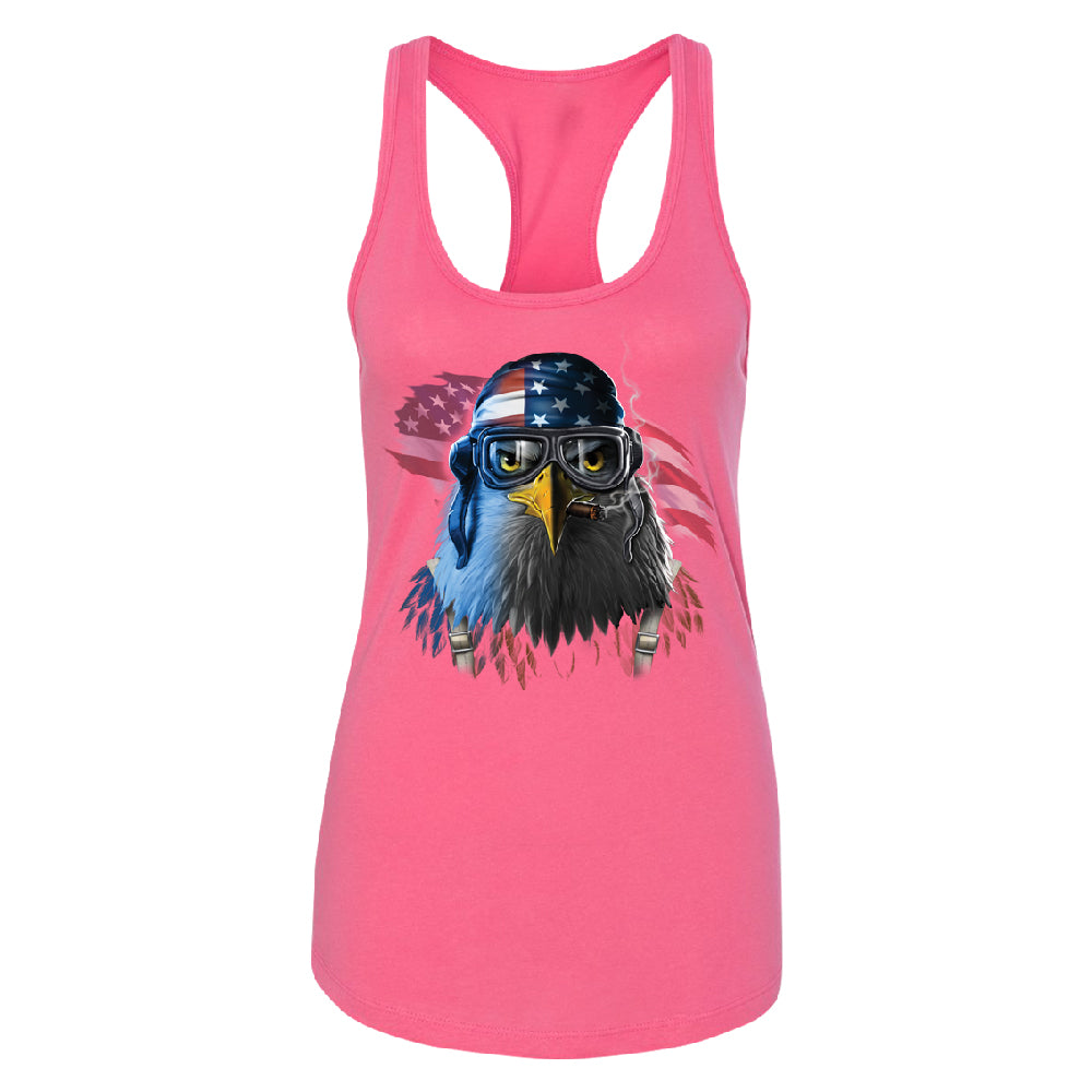 Freeodom Fighther American Eagle Women's Racerback 4th of July USA Shirt 