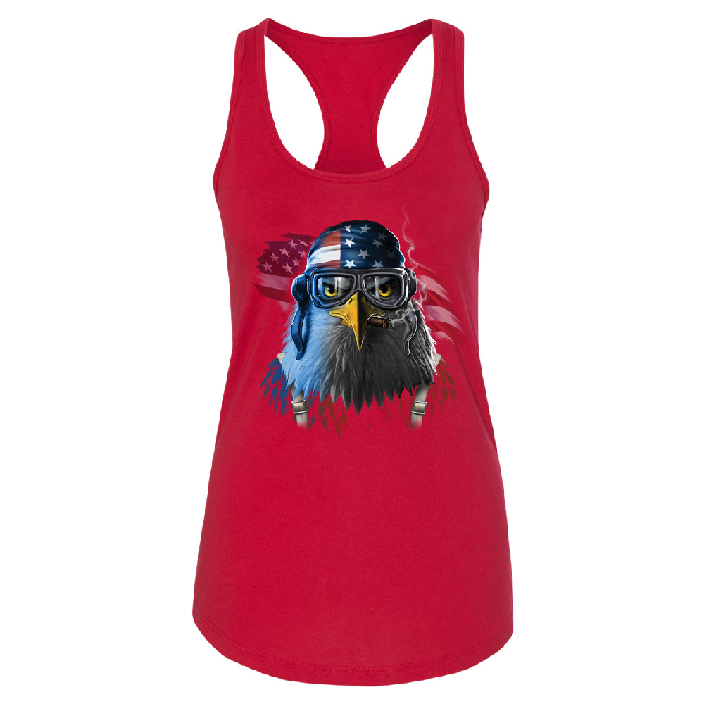 Freeodom Fighther American Eagle Women's Racerback 4th of July USA Shirt 