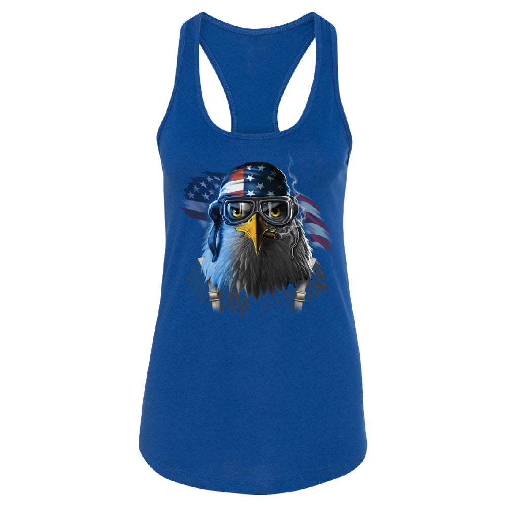 Freeodom Fighther American Eagle Women's Racerback 4th of July USA Shirt 