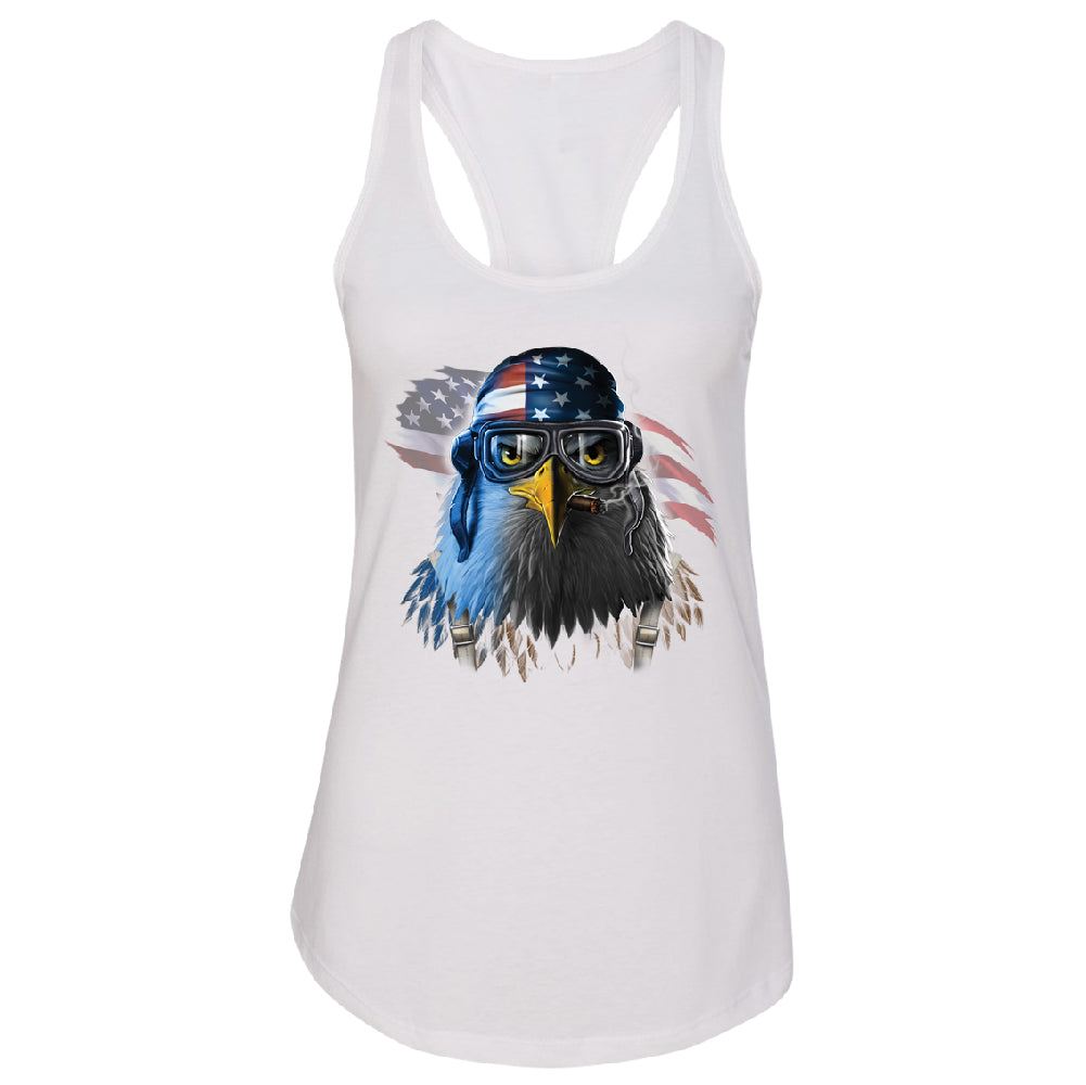 Freeodom Fighther American Eagle Women's Racerback 4th of July USA Shirt 