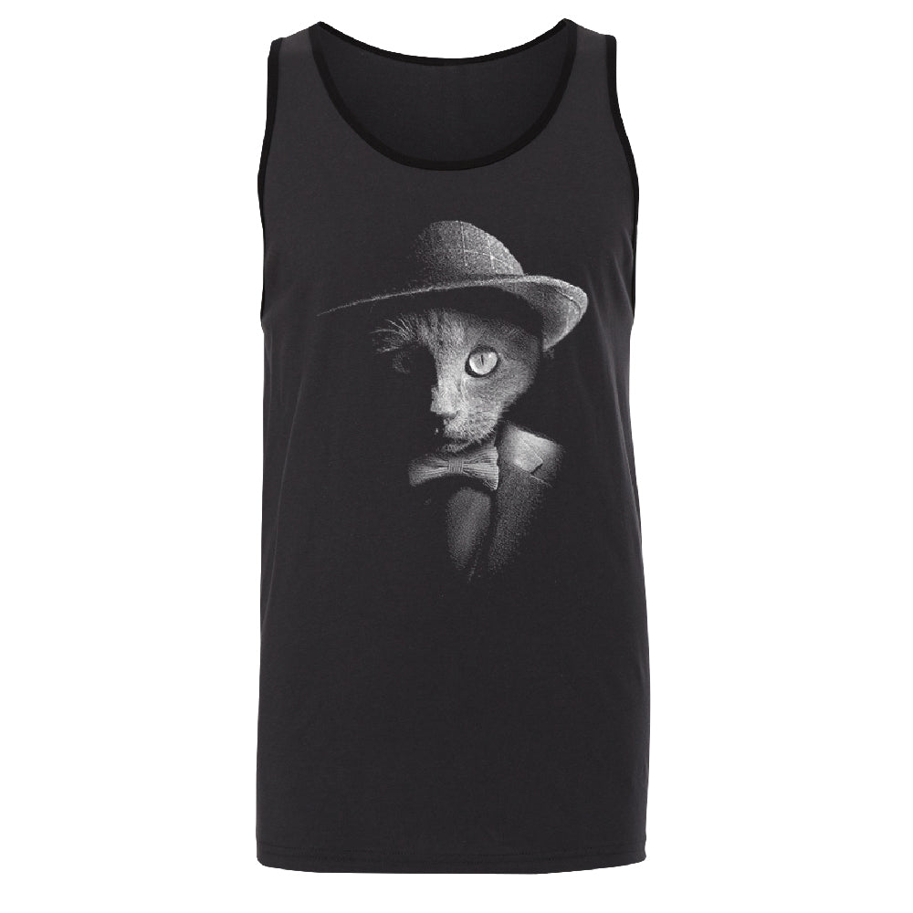 Stylish Gentelman Cat Men's Tank Top Cool Mafia Cat with Hat Shirt 