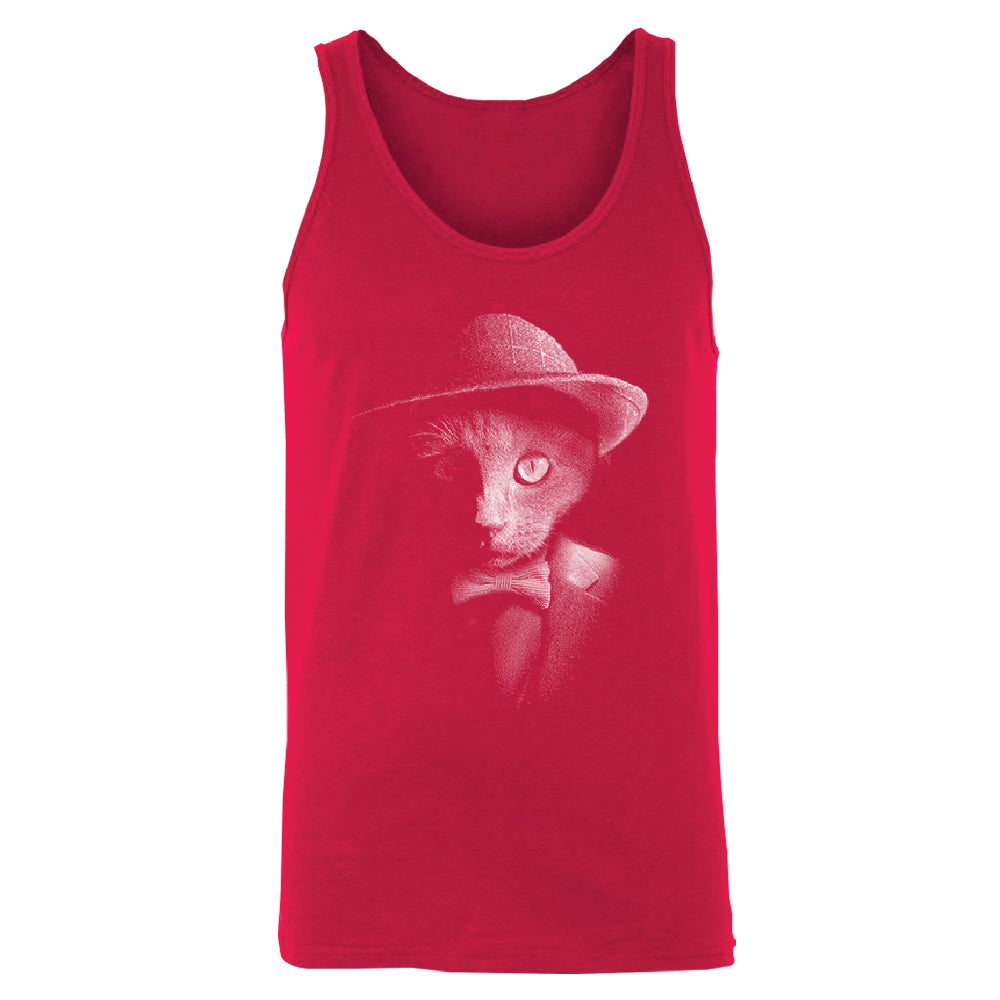 Stylish Gentelman Cat Men's Tank Top Cool Mafia Cat with Hat Shirt 