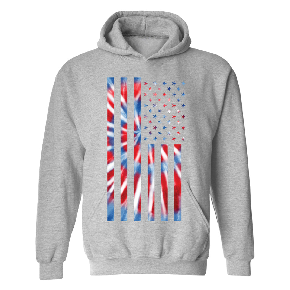 Patriotic Tie Dye American Flag Unisex Hoodie 4th of July USA Sweater 