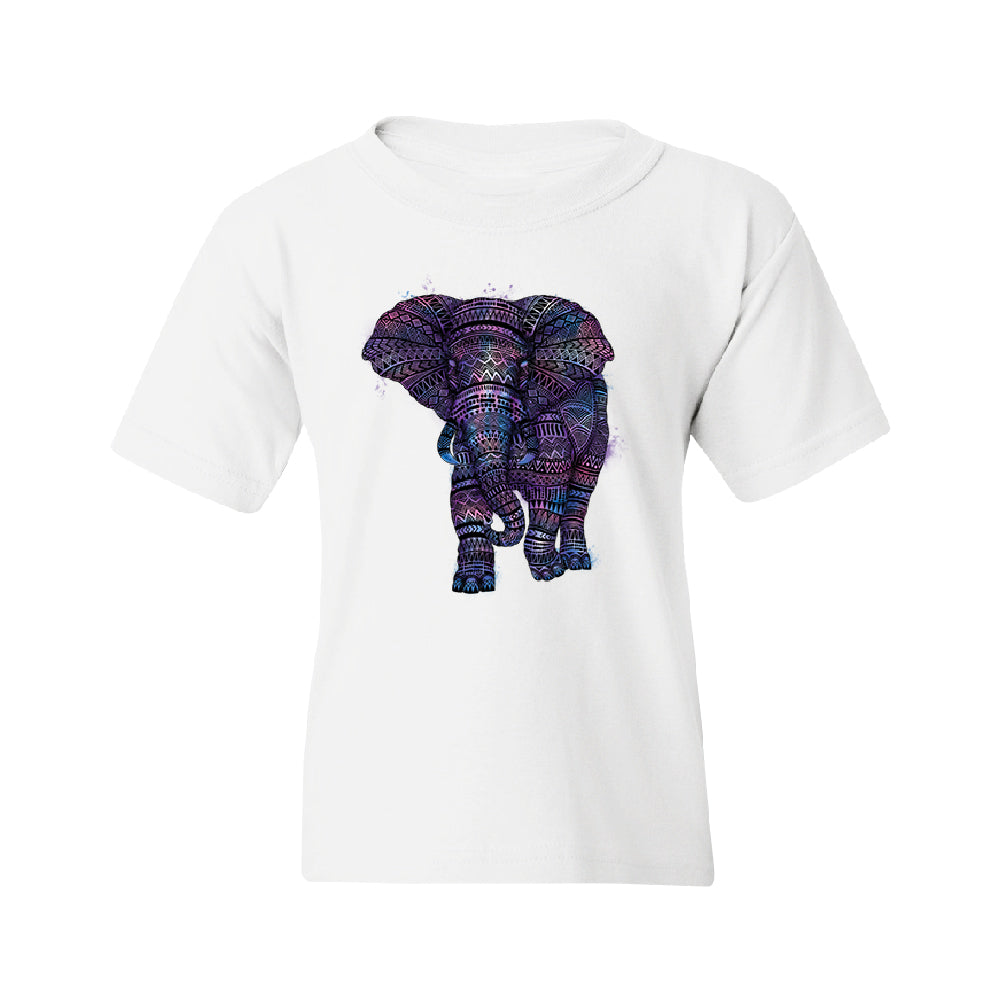 Mandala Zentangle Pastel Elephant Youth T-Shirt 