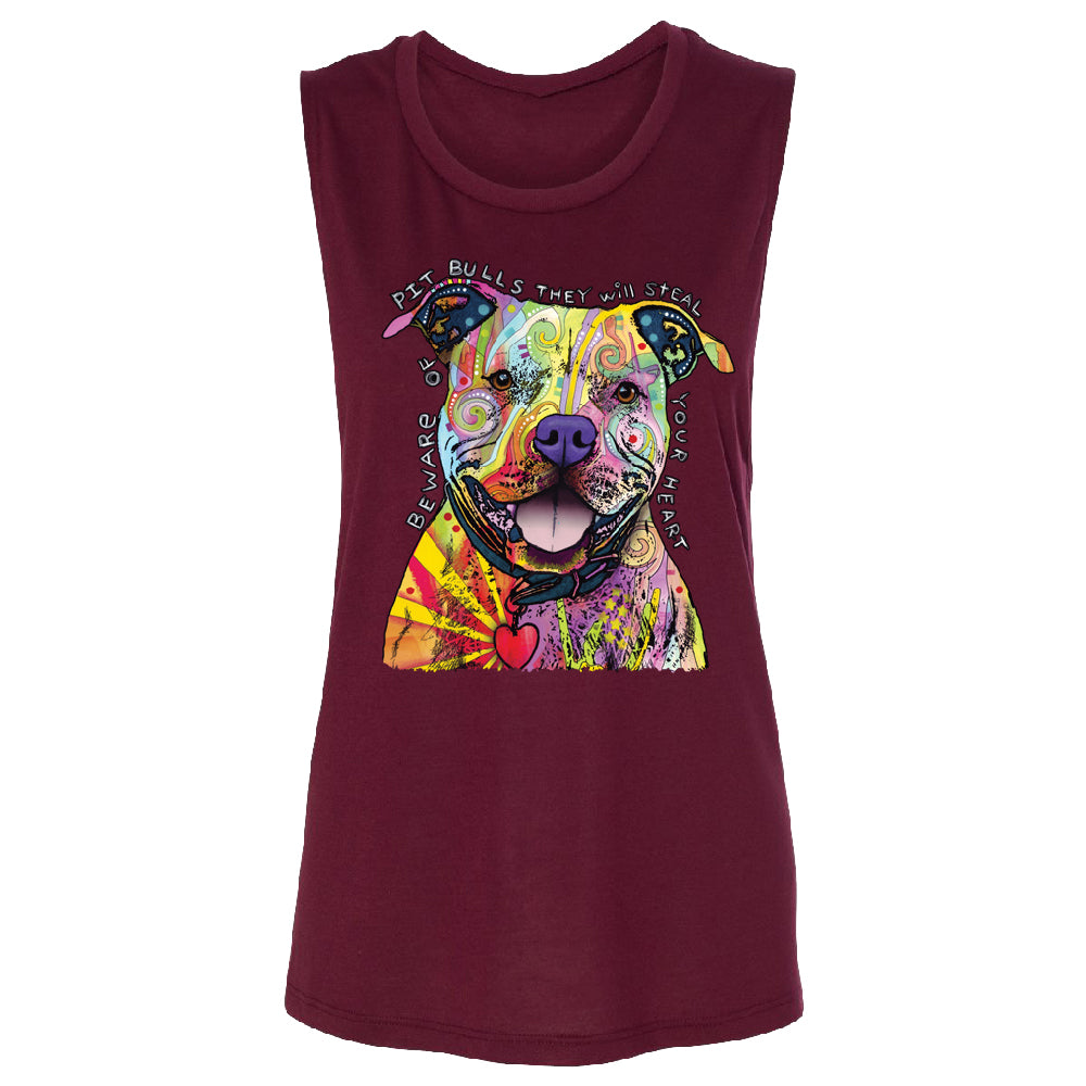 Oficial Dean Russo Women's Muscle Tank Colorful Lovely of Pit Bulls Tee 