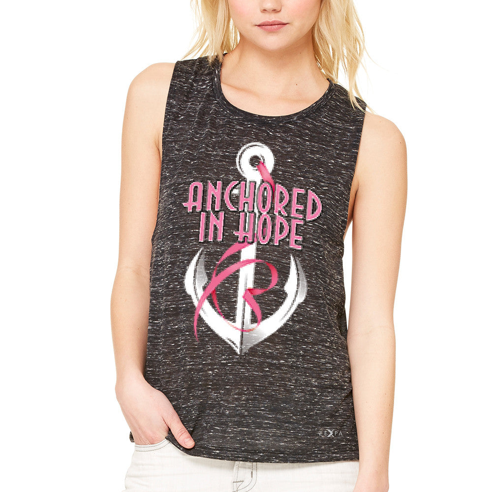 Anchored In Hope Pink RibbonÂ  Women's Muscle Tee Breat Cancer Awareness Tanks - Zexpa Apparel Halloween Christmas Shirts