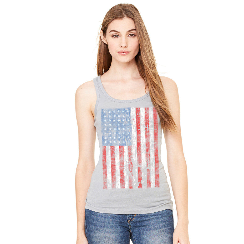 Distressed USA Flag 4th of July Women's Tank Top Patriotic Sleeveless - Zexpa Apparel Halloween Christmas Shirts