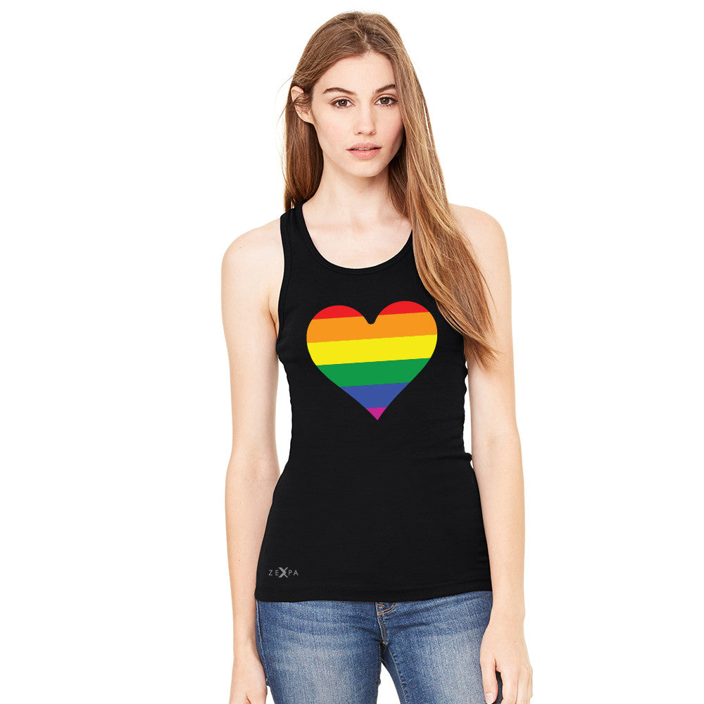 Gay Pride Rainbow Love Heart Strong Women's Racerback Pride Sleeveless - Zexpa Apparel