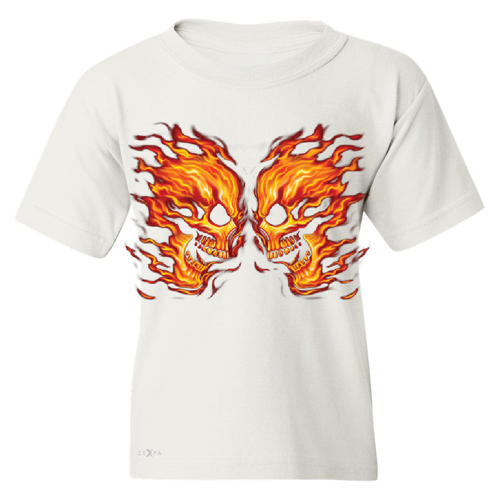 Flaming Face Off Biker  Youth T-shirt Ghost Rider Biker Cool Tee - Zexpa Apparel - 5