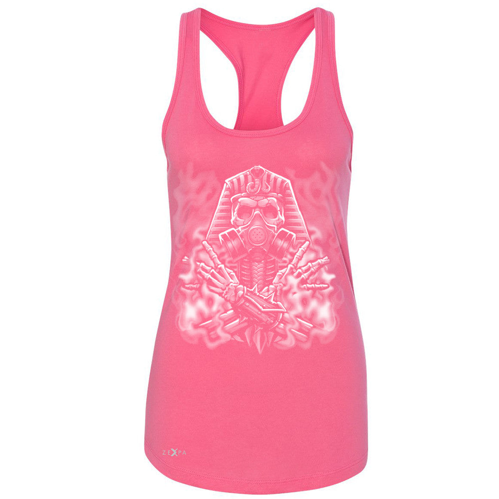 Egyptian Gas Mask Skull Women's Racerback Dia de Muertos Biker Cool Sleeveless - Zexpa Apparel - 2