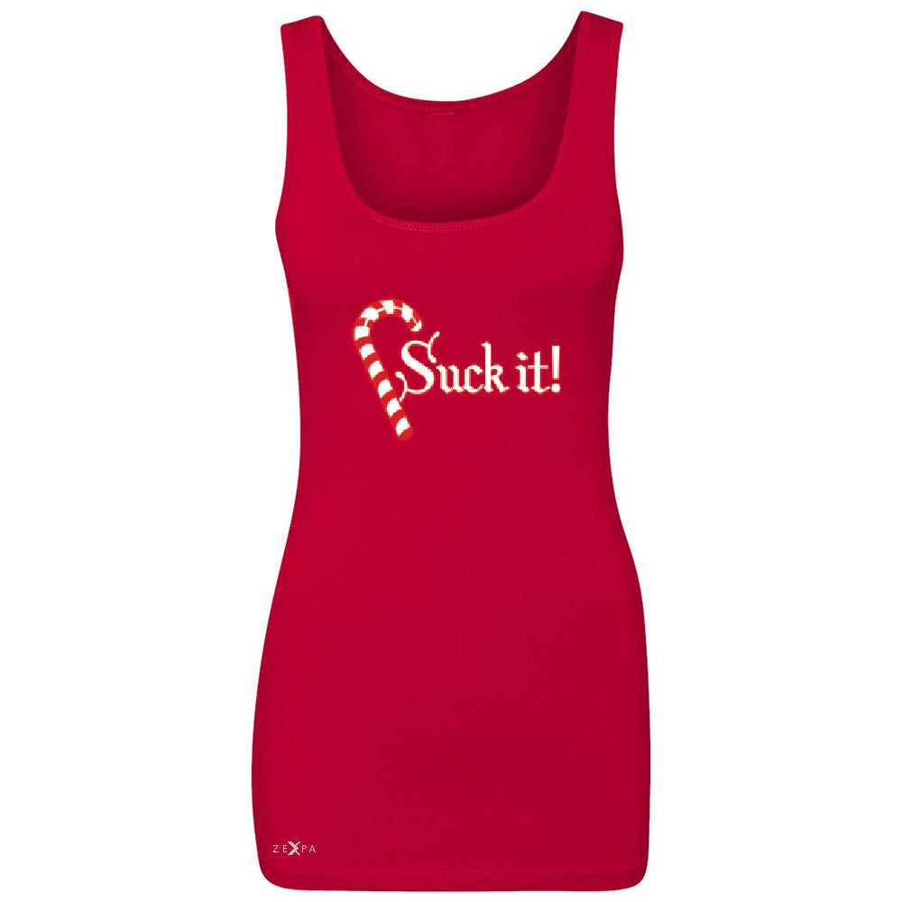 Suck It! Sugar Candy Cane  Women's Tank Top Christmas Xmas Funny Sleeveless - Zexpa Apparel - 3