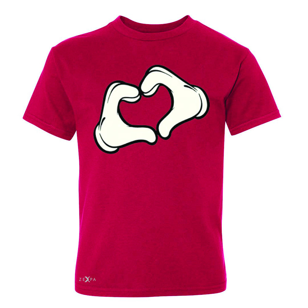 Cartoon Hands Heart Showing Youth T-shirt Humor Tee - Zexpa Apparel Halloween Christmas Shirts