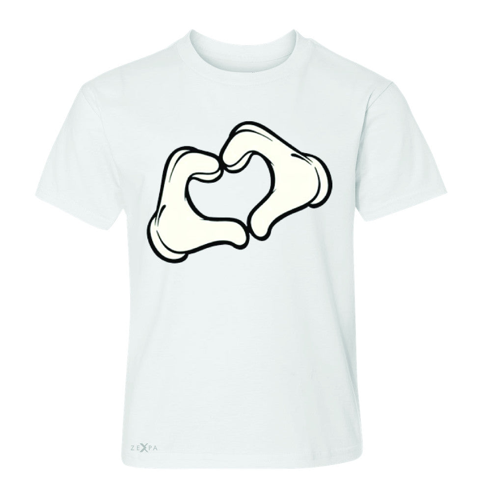 Cartoon Hands Heart Showing Youth T-shirt Humor Tee - Zexpa Apparel Halloween Christmas Shirts