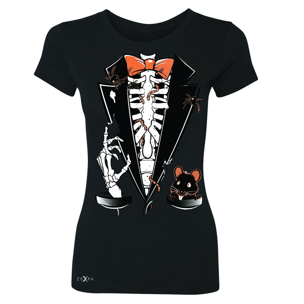 Rib Cage Skeleton Tuxedo Women's T-shirt Halloween Costume Tee - Zexpa Apparel - 1